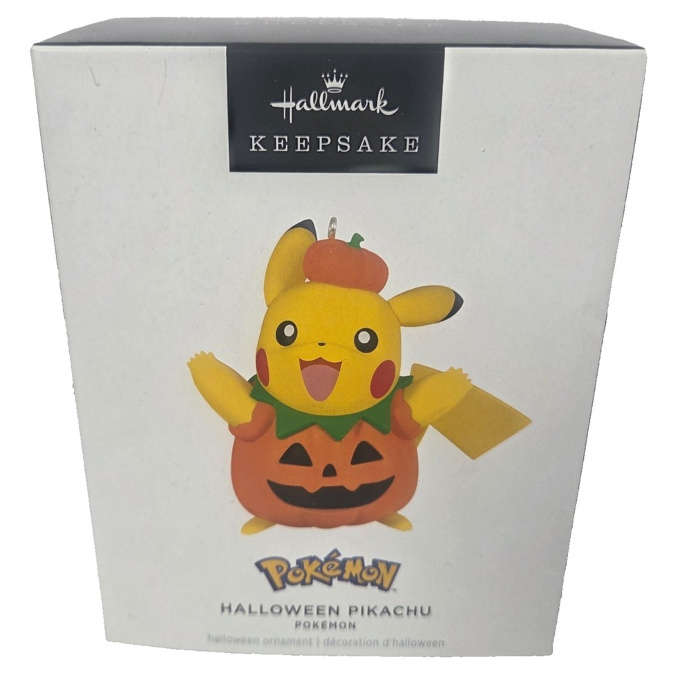 2025 Hallmark Keepsake Pokémon Halloween Pikachu Pumpkin Ornament NIB QFO5361